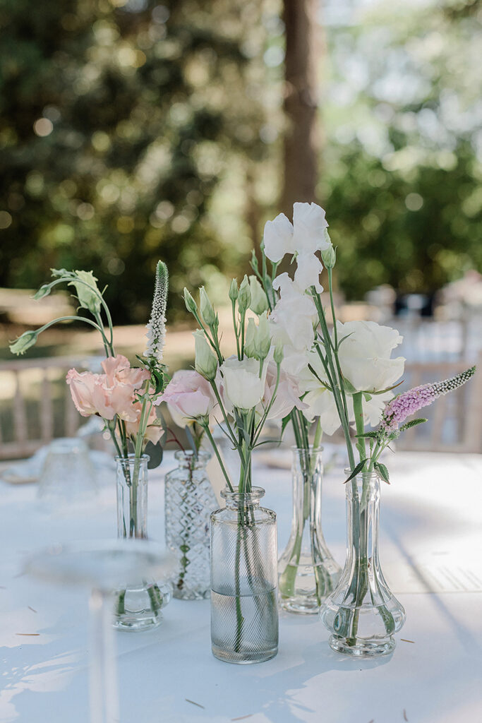 Pastel Wedding table florals by Victoria Engelen