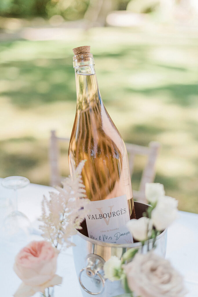 Chateau de Valbourges rose wine at French wedding